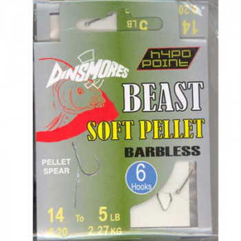 BEAST SOFT PELLET SIZE 14 BARBLESS RIG Pack of 6 DINSMORES