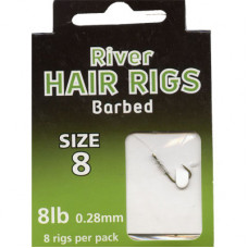 HAIR RIGS (RIVER) BARBED SIZE  8 TO 8lb line PACK of 8 rigs per pack