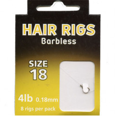 HAIR RIGS BARBLESS SIZE 18 TO 4lb line PACK of 8 rigs per pack