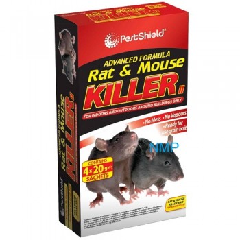 Pestshield Advanced Formula Rat & Mouse Killer 4 x 20g Refill Sachets