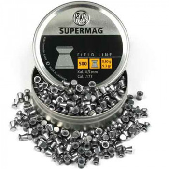 RWS Supermag flat head .177 calibre air gun pellets 4.50mm 9.30 grains tin of 500