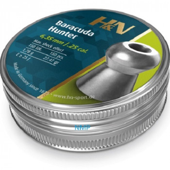 H&N Baracuda Hunter Pellets 6.35mm .25 Calibre 27.47 grain Tin of 150