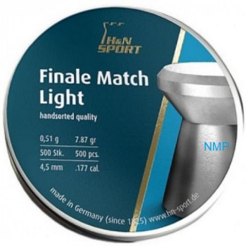 H&N Finale Match Light Pistol Flat Airgun Pellets .177 Calibre 4.50mm 7.87 Grains 500 pcs