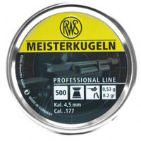 RWS meisterkugeln flat head .177 calibre air rifle pellets heavy .53gms, 8.20 grains recommended for air rifles 4.50mm
