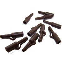 RUBBER CARP SAFETY LEAD CLIPS ( MUD BROWN ) Pack of 10 (approx) (made in uk)